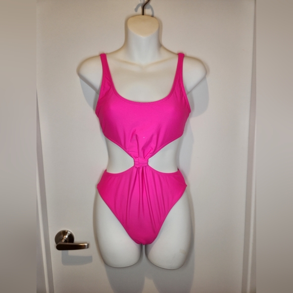 Hot pink cut out swimsuit - Picture 1 of 3